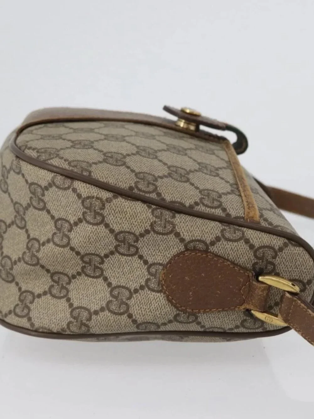 GUCCI GG Supreme Web Sherry Line Bag PVC Beige Gold 56 02 032 Auth bs33419 - Picture 6 of 16